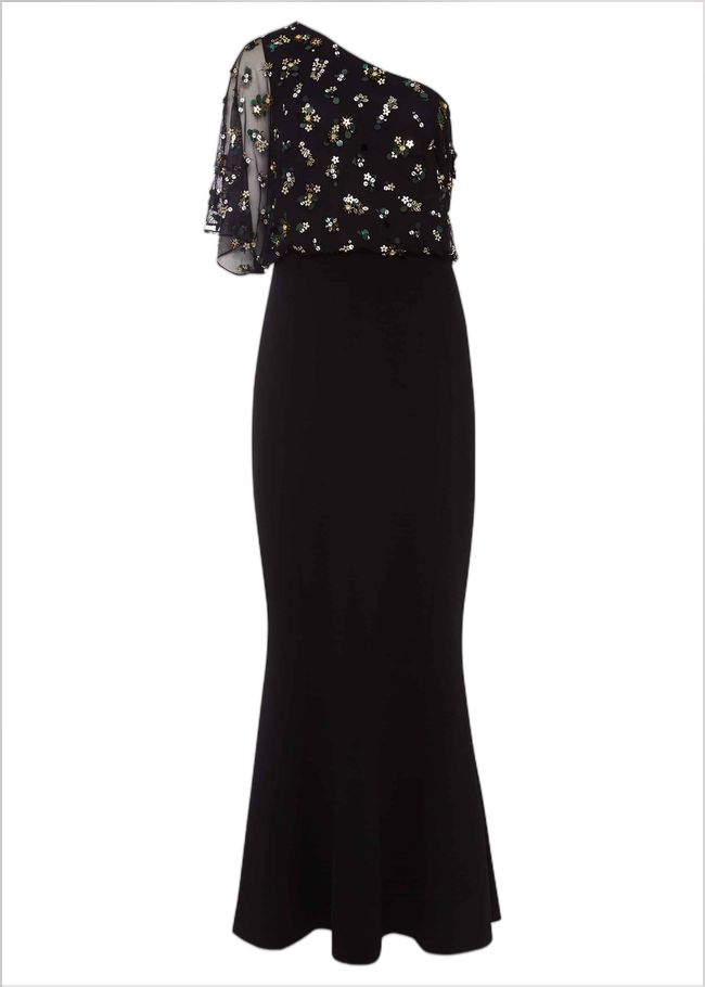  Adele Sequinned One Shoulder Dress Black 220070050