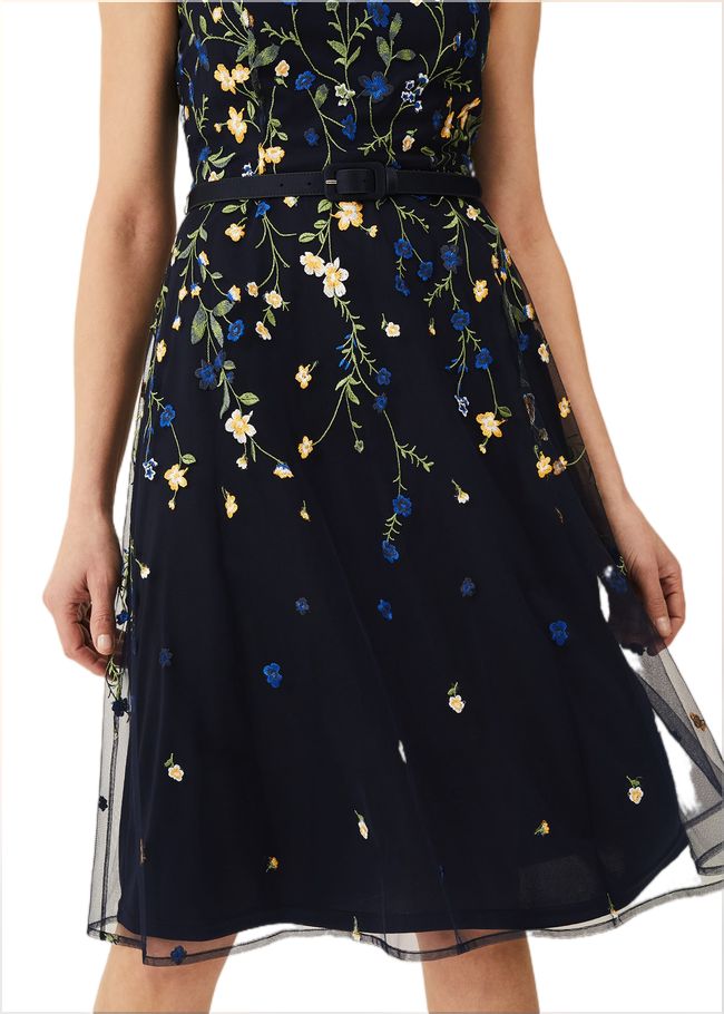  Esmeralda Embroidered Fit & Flare Dress Navy/Multi 220083493