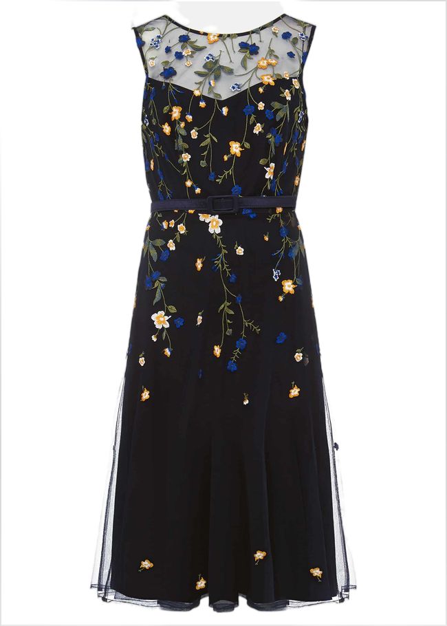  Esmeralda Embroidered Fit & Flare Dress Navy/Multi 220083493