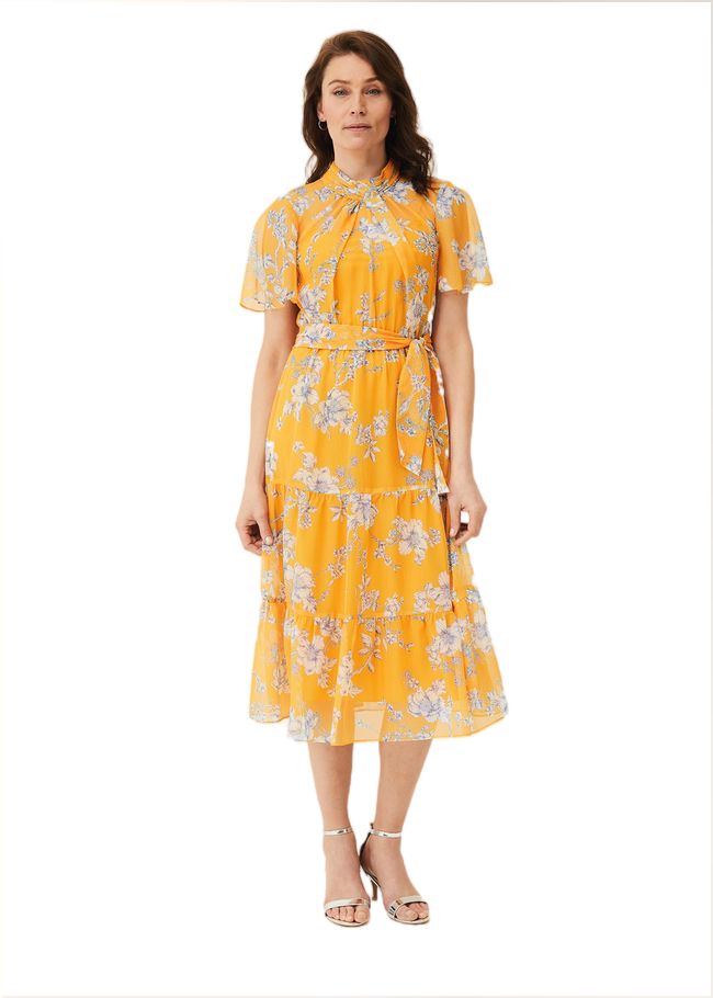  Emmalyn Tiered Georgette Dress Canary 220084941