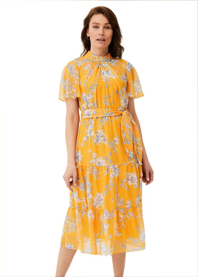  Emmalyn Tiered Georgette Dress Canary 220084941