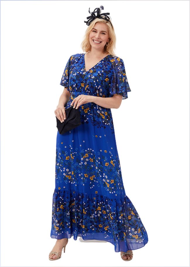  Georgie Tiered Maxi Dress Cerulean/Canary 220090041