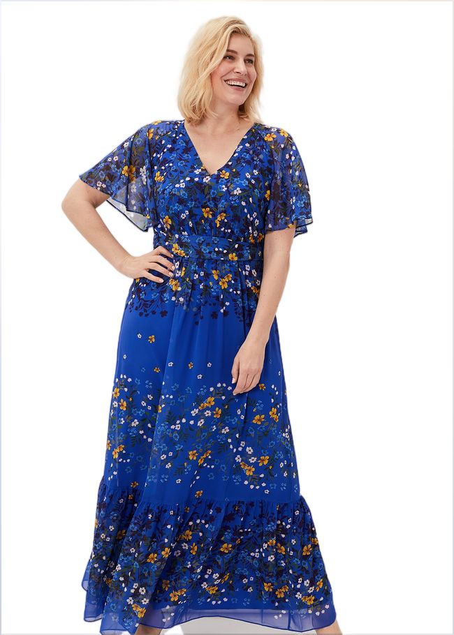  Georgie Tiered Maxi Dress Cerulean/Canary 220090041