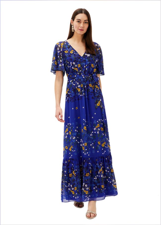  Georgie Tiered Maxi Dress Cerulean/Canary 220090041