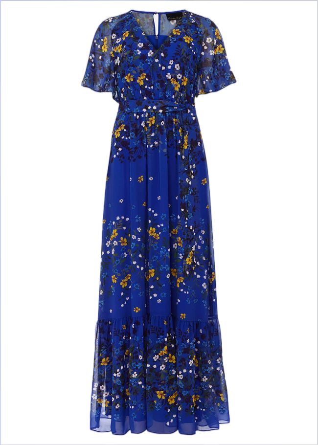  Georgie Tiered Maxi Dress Cerulean/Canary 220090041