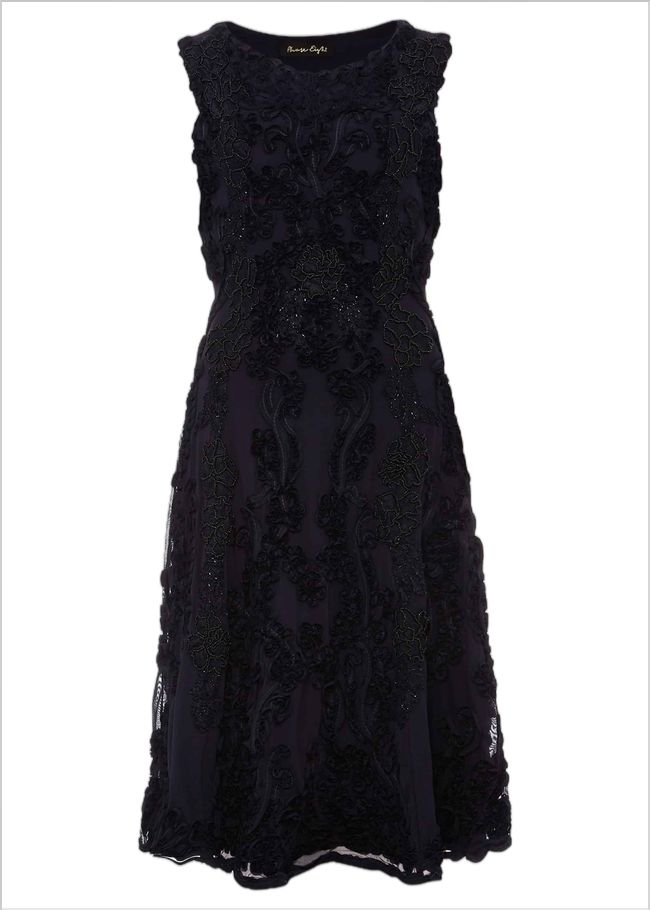  Penelope Tapework Lace Fit And Flare Dress Navy 220142351