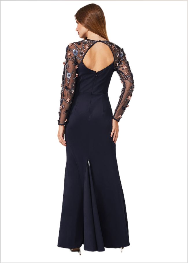  Jody Sequin Sleeve Maxi Dress Navy 220147351