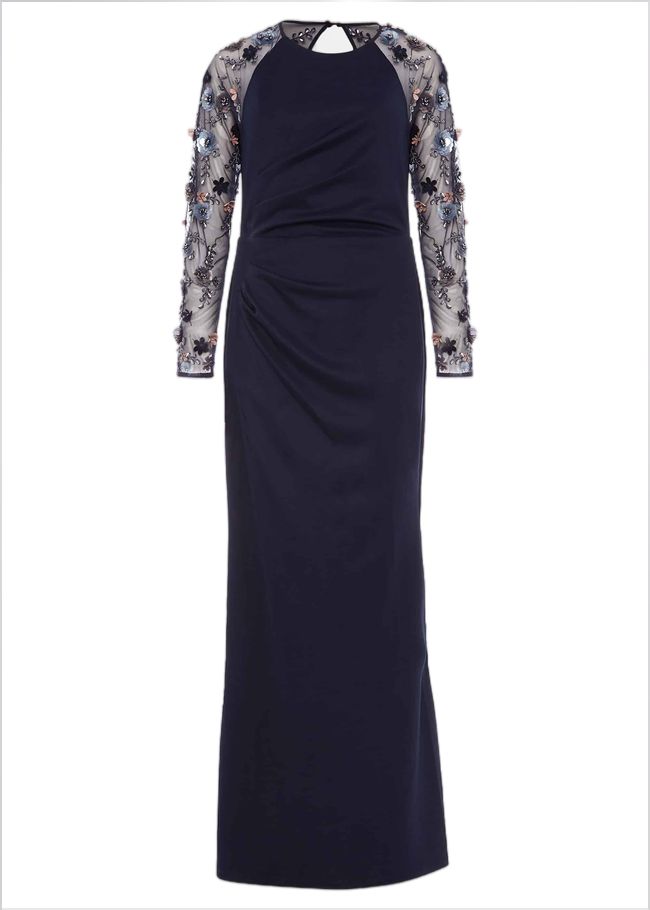  Jody Sequin Sleeve Maxi Dress Navy 220147351