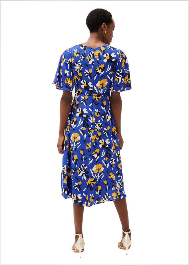  Jayla Floral Printed Dress Cerulean/Almond/Canary 220188095