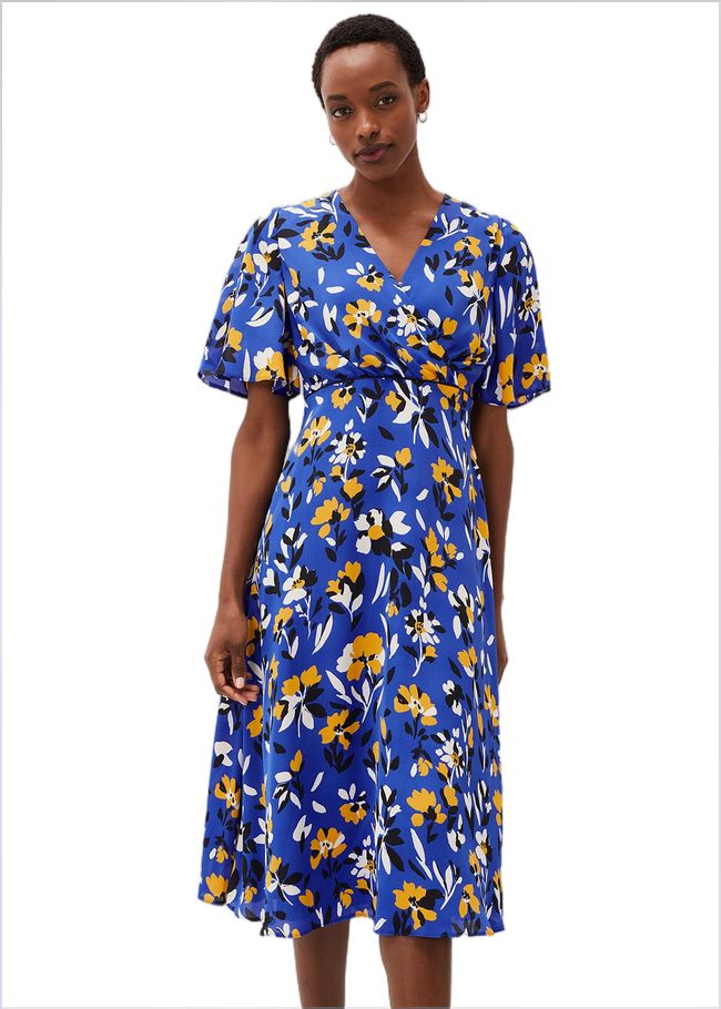  Jayla Floral Printed Dress Cerulean/Almond/Canary 220188095