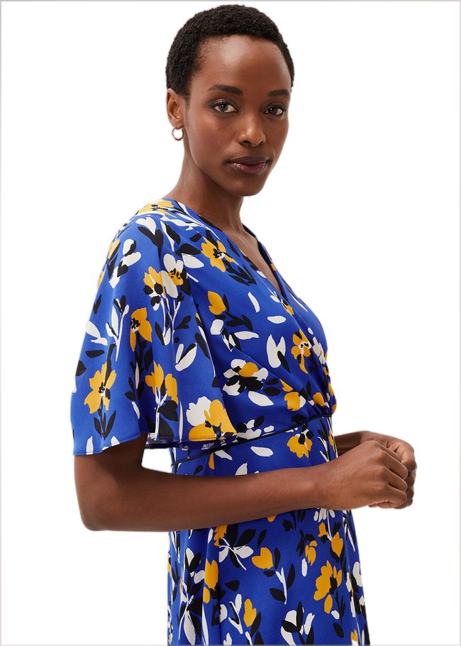  Jayla Floral Printed Dress Cerulean/Almond/Canary 220188095