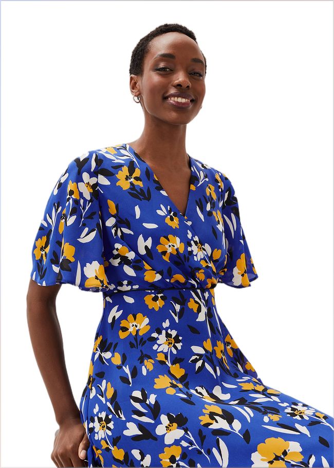  Jayla Floral Printed Dress Cerulean/Almond/Canary 220188095