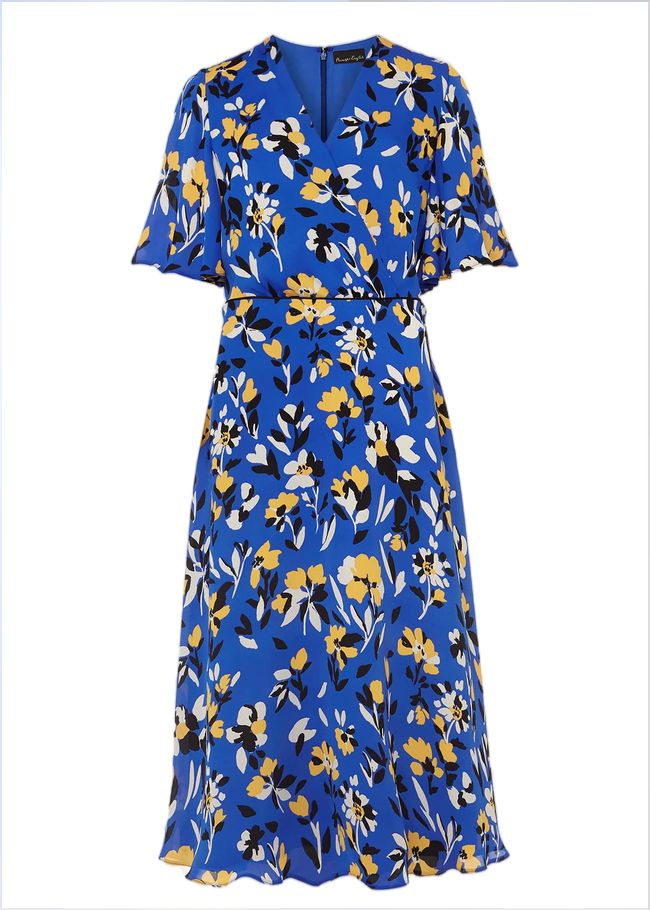  Jayla Floral Printed Dress Cerulean/Almond/Canary 220188095