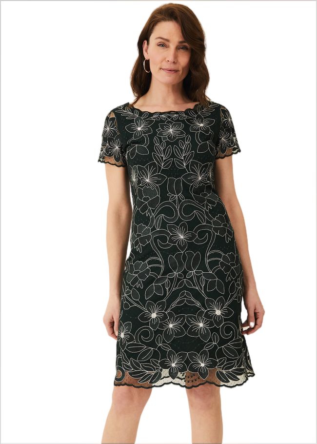  Nessa Embroidered Dress Pine/Pearl 220205096