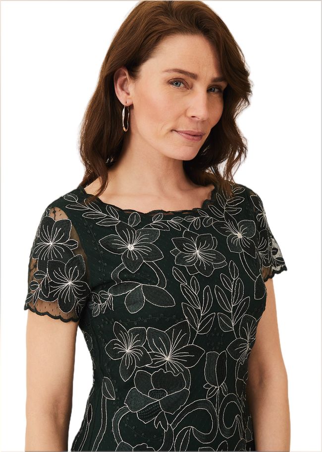  Nessa Embroidered Dress Pine/Pearl 220205096