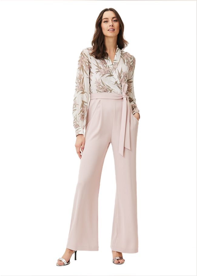  Gracen Palm Print Bodice Jumpsuit Ivory/ Antique Rose 220249870