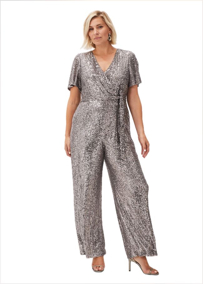  Allesandra Sequin Jumpsuit Pewter 220301827