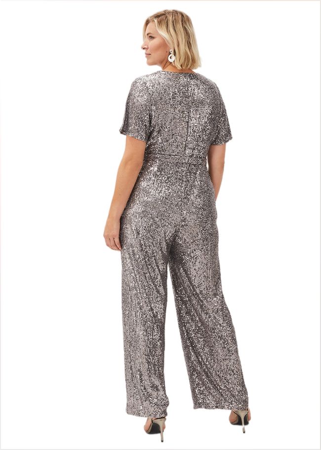  Allesandra Sequin Jumpsuit Pewter 220301827