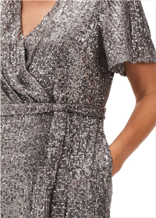  Allesandra Sequin Jumpsuit Pewter 220301827