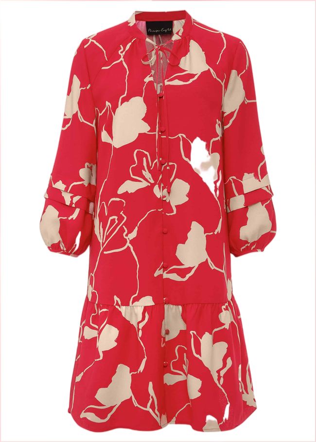  Claira Floral Dress Red/Nude 220351664