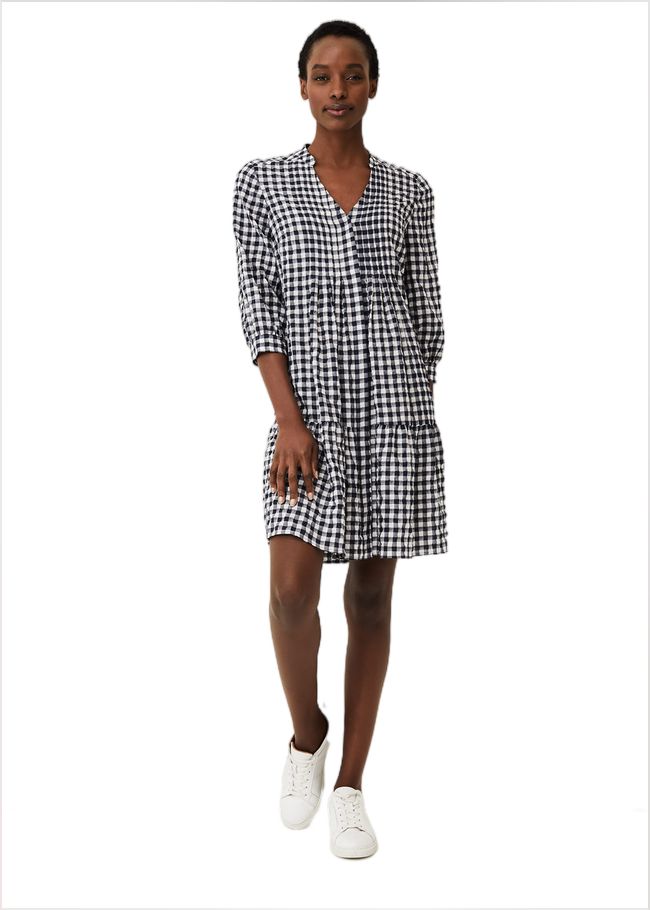  Oona Gingham Swing Dress Navy/White 220361001