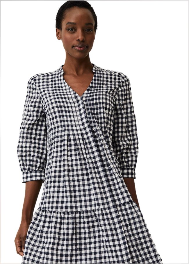  Oona Gingham Swing Dress Navy/White 220361001