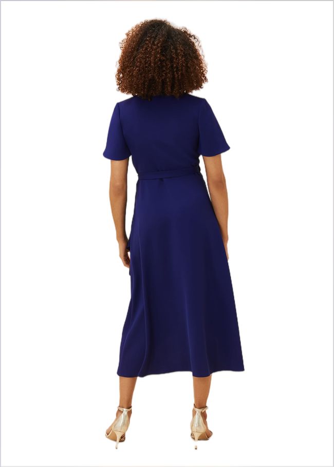  Julissa Ruffle Wrap Midi Dress Royal Blue 220370619