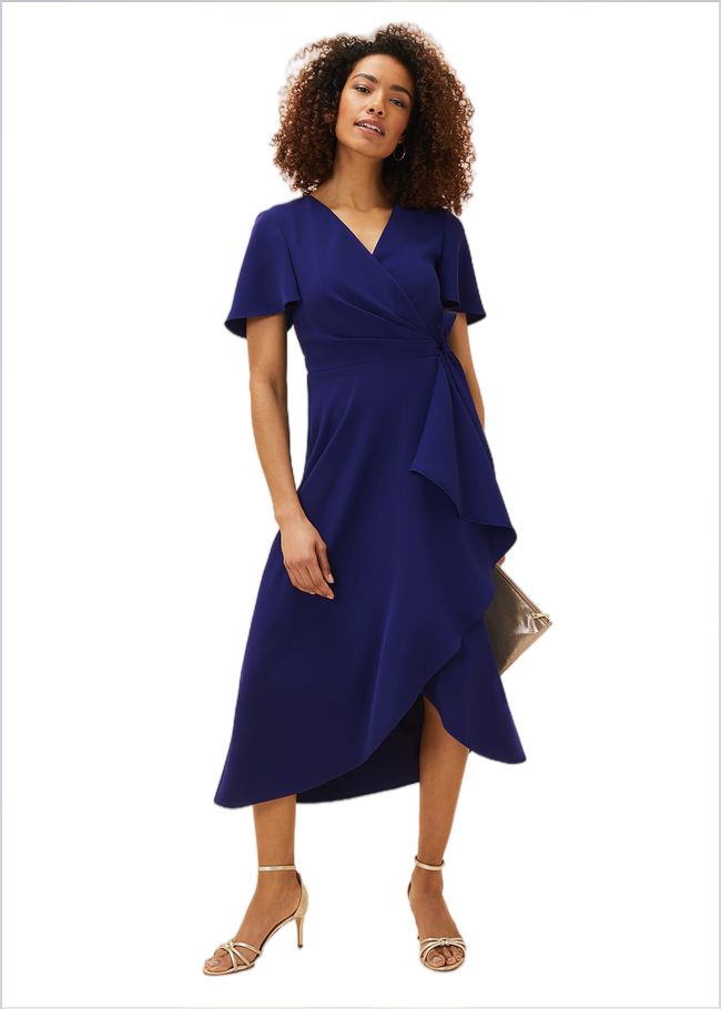  Julissa Ruffle Wrap Midi Dress Royal Blue 220370619