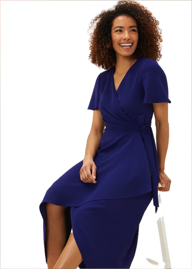  Julissa Ruffle Wrap Midi Dress Royal Blue 220370619