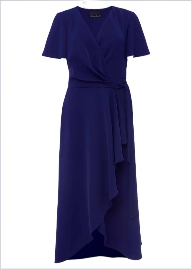  Julissa Ruffle Wrap Midi Dress Royal Blue 220370619