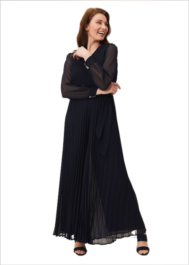  Phoebe Pleated Jumpsuit Navy 220390351