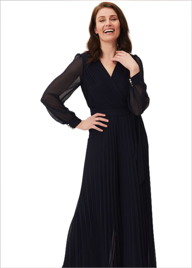  Phoebe Pleated Jumpsuit Navy 220390351