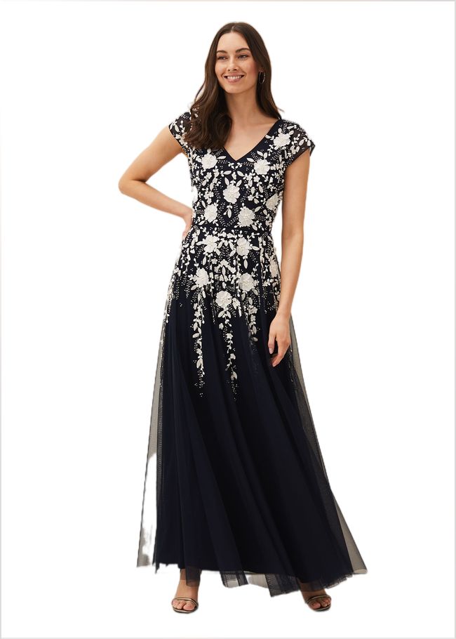  Henriette Embellished Maxi Dress Navy/Ivory 220402287