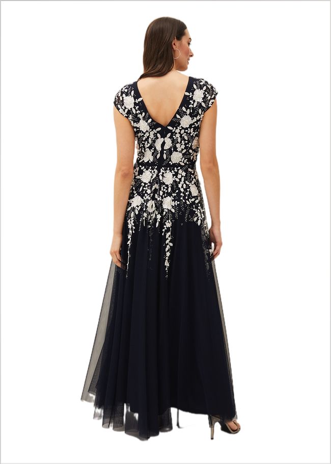  Henriette Embellished Maxi Dress Navy/Ivory 220402287