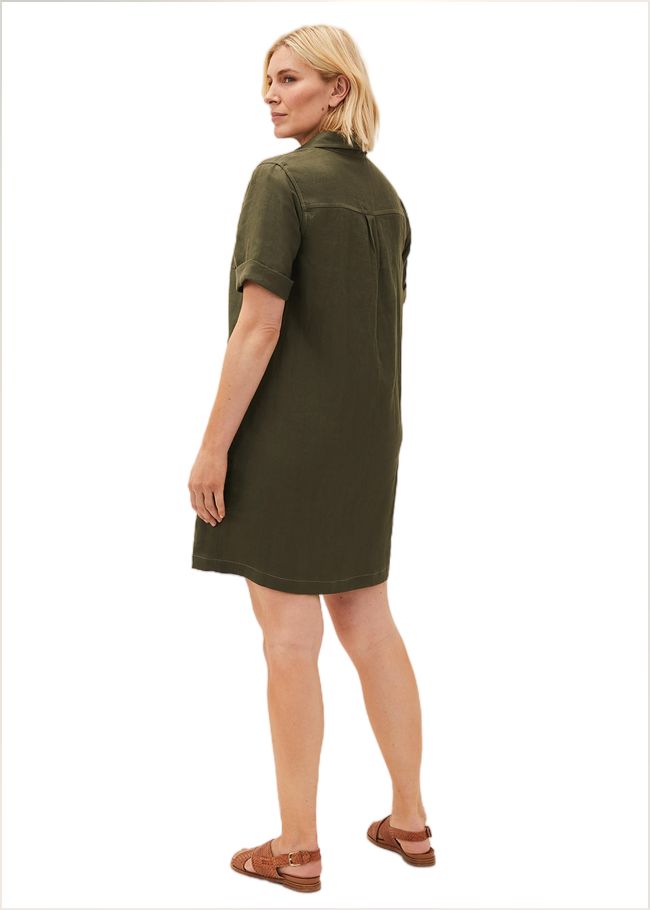  Kathy Linen Dress Khaki 220407507