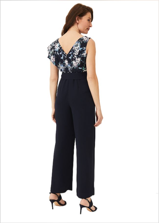  Casey Floral Bodice Tapered Jumpsuit Navy 220413351