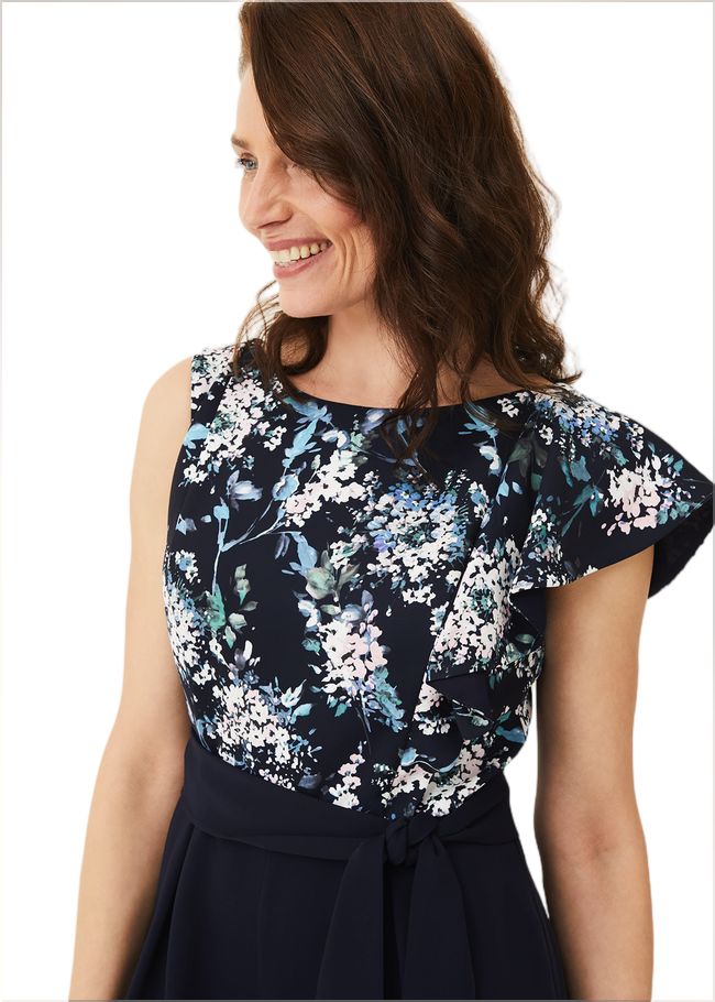  Casey Floral Bodice Tapered Jumpsuit Navy 220413351