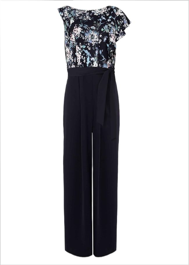  Casey Floral Bodice Tapered Jumpsuit Navy 220413351