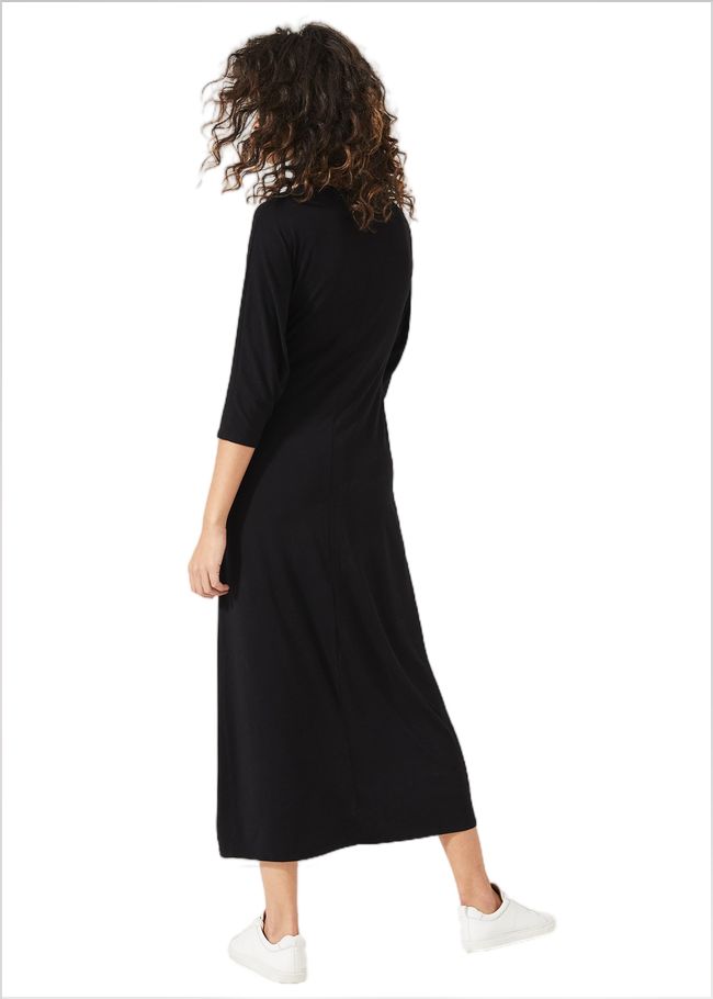  Cindy Tie Front Jersey Dress Black 220415050