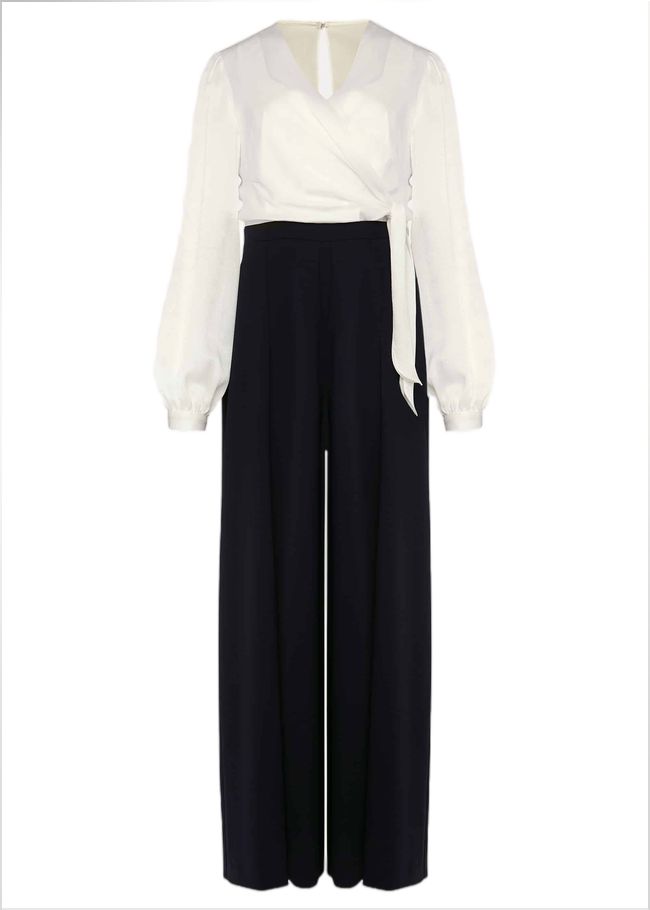  Rachael Wide Leg Jumpsuit Ivory/Navy 220432398