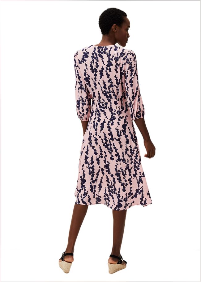  Jean Floral Midi Wrap Dress Pink/Navy 220434527