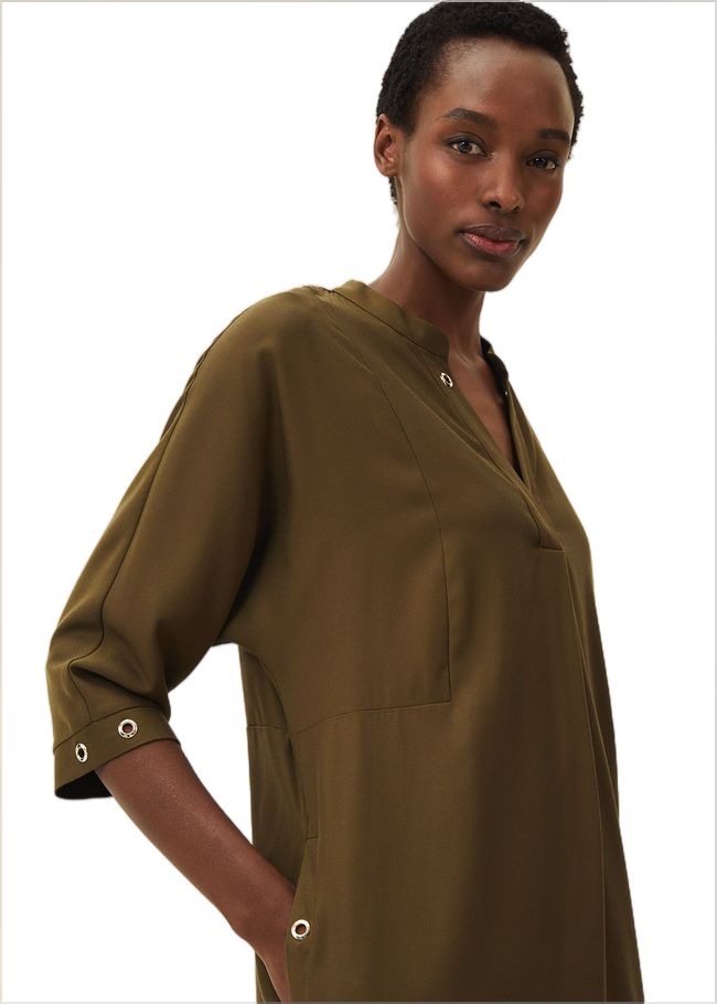  Kiran Eyelet Tunic Dress Khaki 220435507