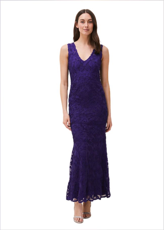  Osanne Tapework Lace Maxi Dress Violet 220437700