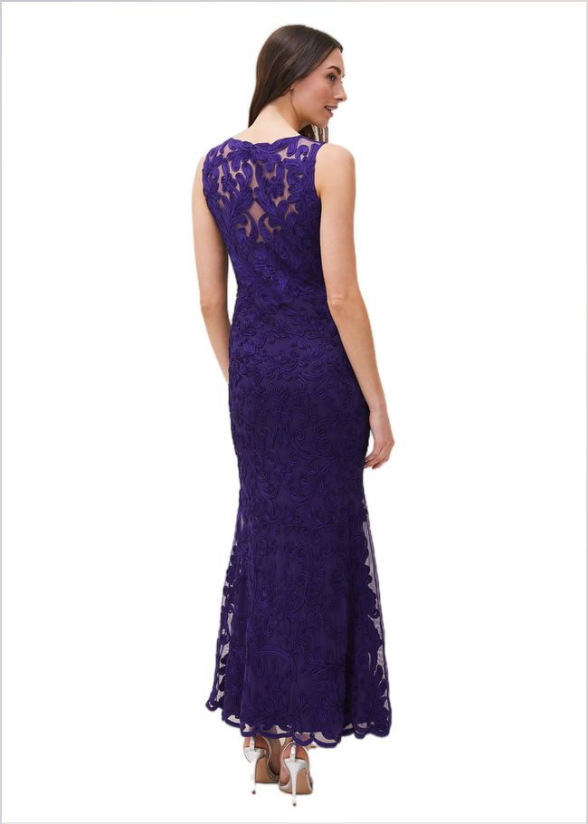  Osanne Tapework Lace Maxi Dress Violet 220437700