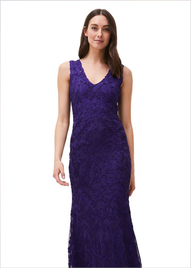  Osanne Tapework Lace Maxi Dress Violet 220437700