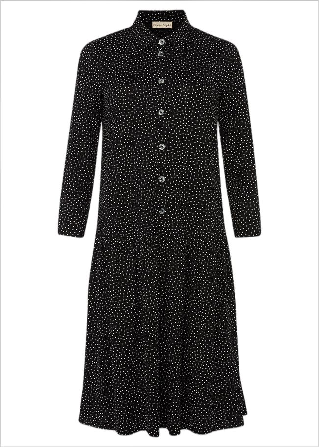  Mina Spot Print Shirt Dress Black/White 220440725