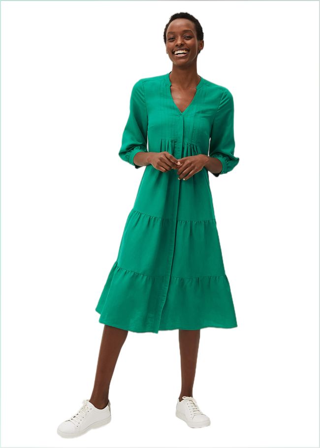  Penele Linen Midi Dress Green 220445693