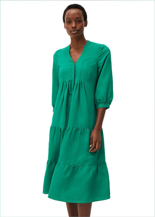  Penele Linen Midi Dress Green 220445693