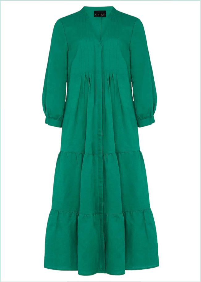  Penele Linen Midi Dress Green 220445693