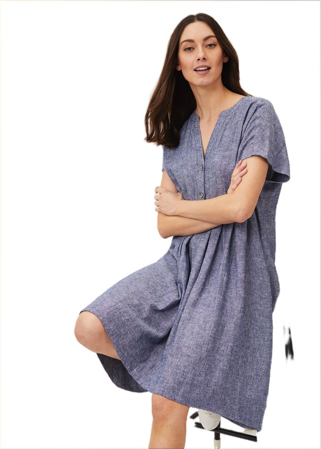  Danica Linen Swing Dress Chambray 220454027